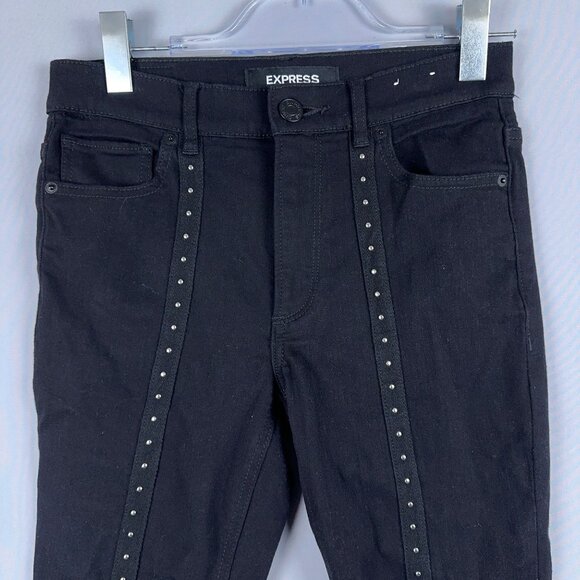 Express Skinny Jeans Womens Size 6 Petite High Rise Stretch Ankle Legging Black - Picture 2 of 13